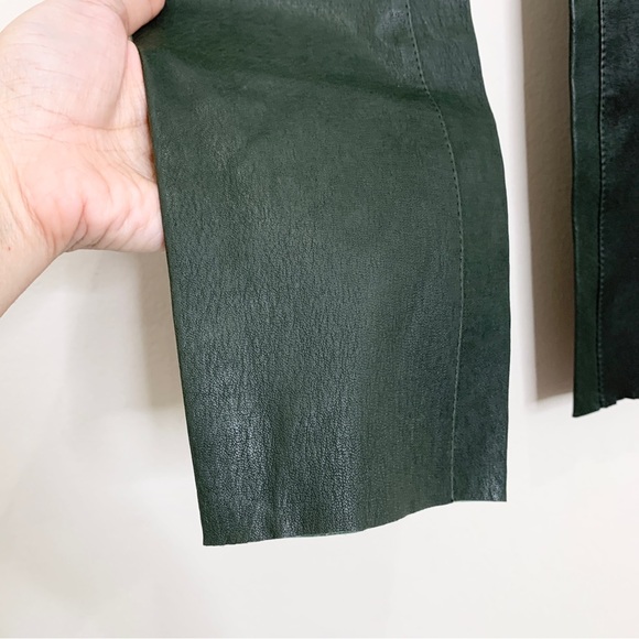 SPRWMN Leather Ankle Leggings (Sz M) 100% Lambskin High Rise Emerald Green - Picture 7 of 16